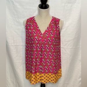 71 Violet & Claire Pink Floral Boho Tank Top Flowing Lightweight Summer Blouse L